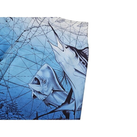 Salt Life SLX-QD Vapor Stretch Board Swim Shorts Marlin Fish Print Men's 38 Blue - Picture 2 of 12